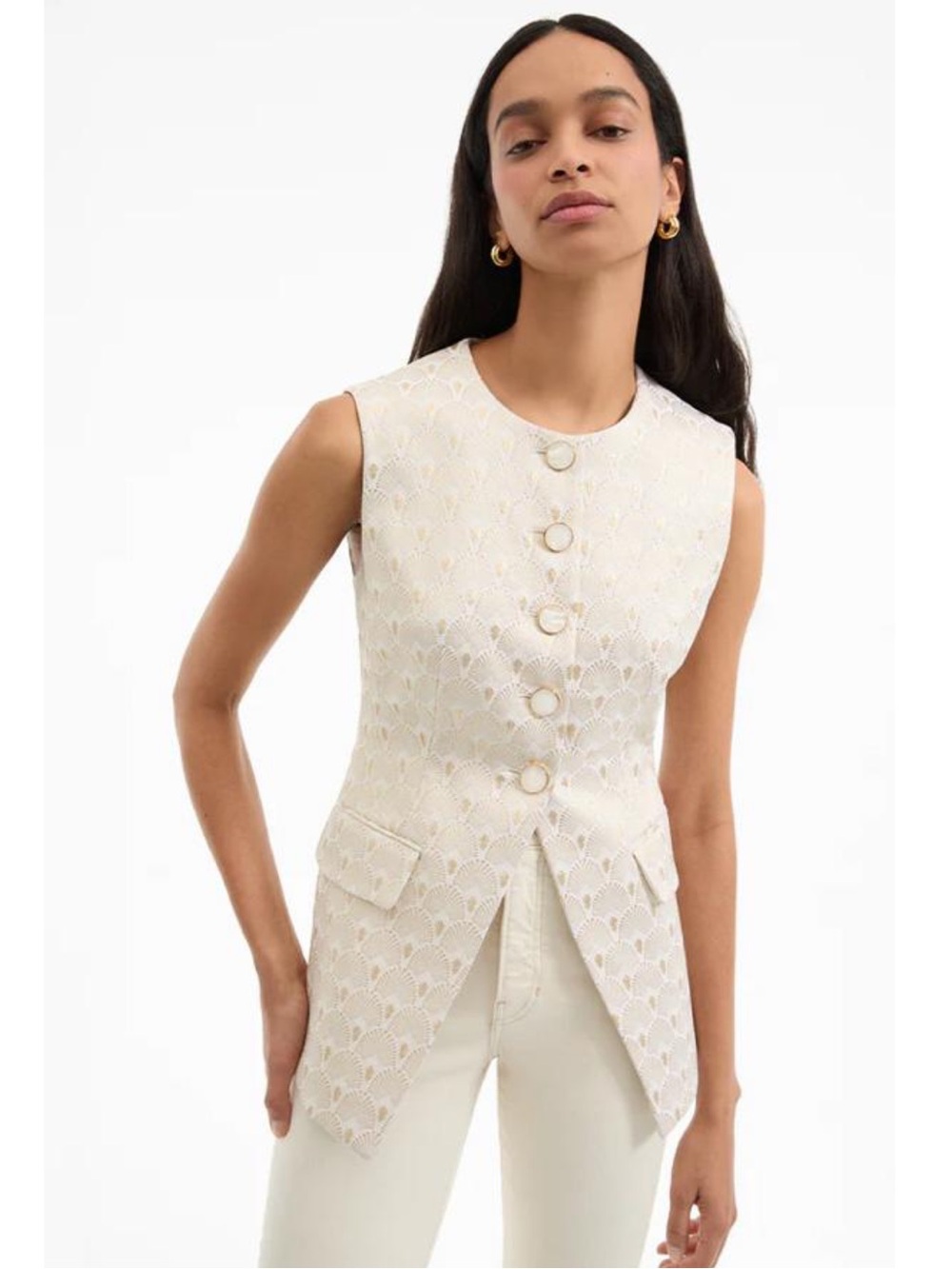 Veronica Beard Lois Gold-Print Vest